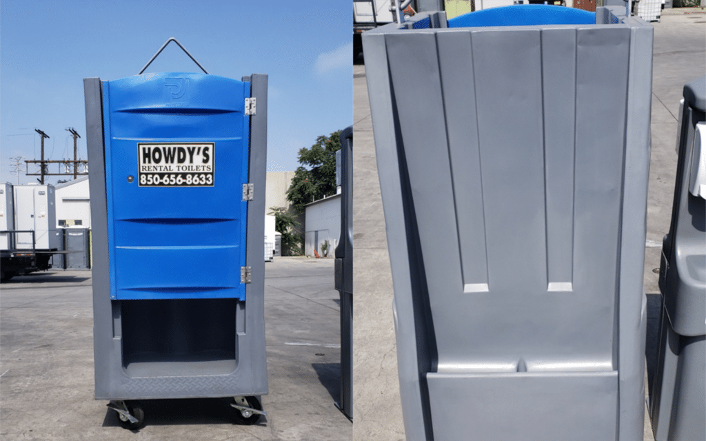 Howdy's branded High-Rise Polylift Half House Portable Toilet