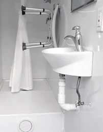 Inside of an 8 Station (2 Door) Shower Trailer