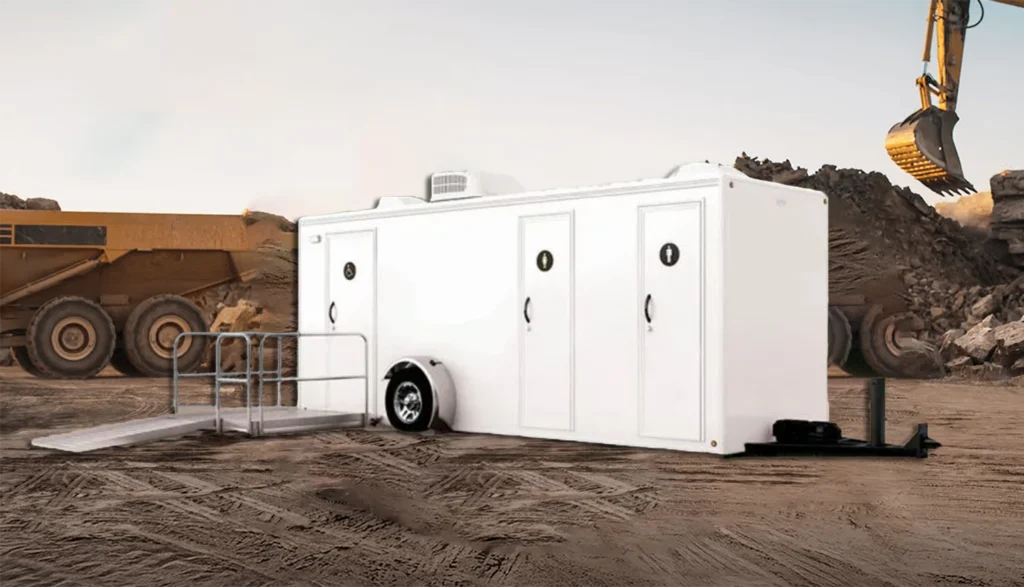 ADA Plus 2-Station Restroom Trailer on a Construction site