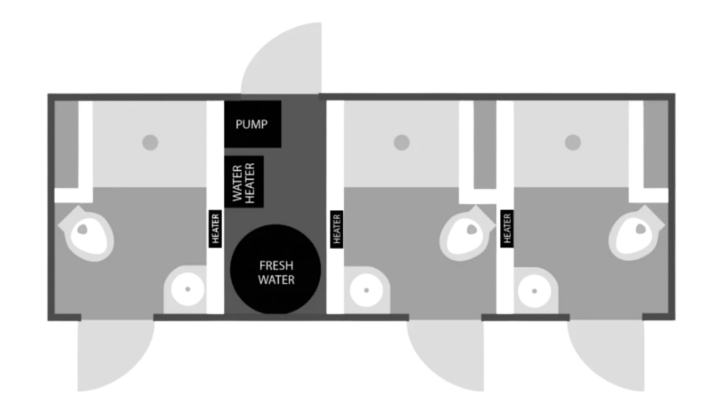 3-door shower combo trailer floor plan specs