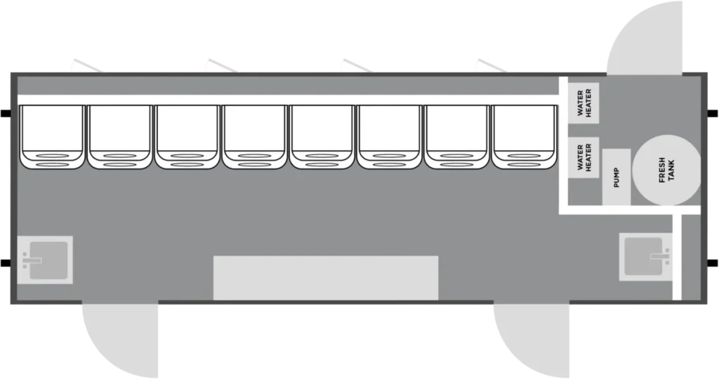 8-station laundry trailer floor plan layout