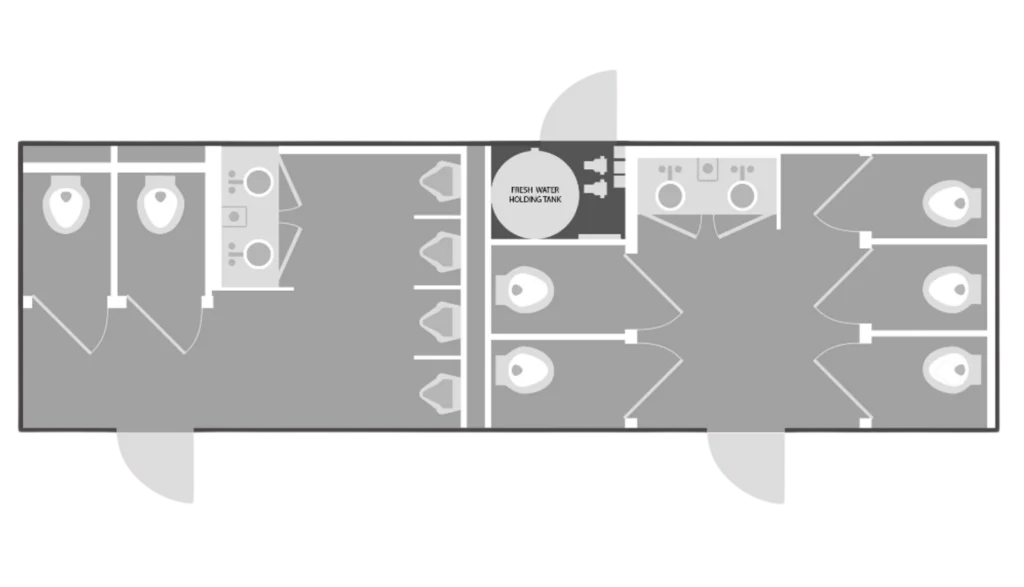 11 Stall Restroom Trailer floor plan