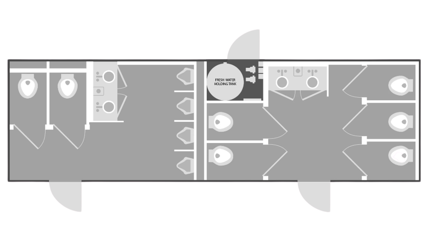 11 Stall Restroom Trailer floor plan