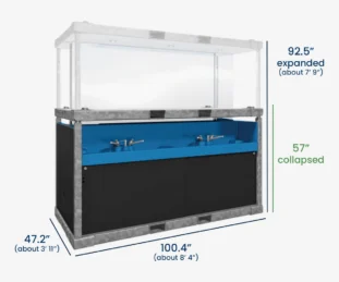Sanitrax Handwashing Module Dimensions with Height, Width, and Depth Measurements