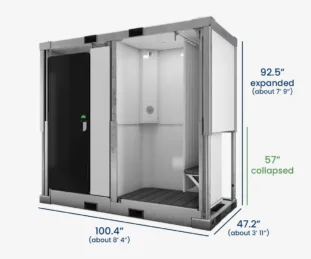 Sanitrax Shower Module Dimensions with Height, Width, and Depth Measurements