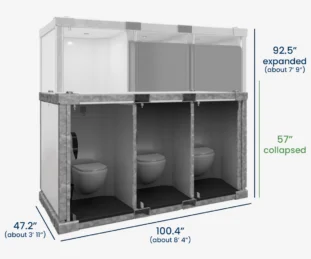 Sanitrax Toilets Module Dimensions with Height, Width, and Depth Measurements