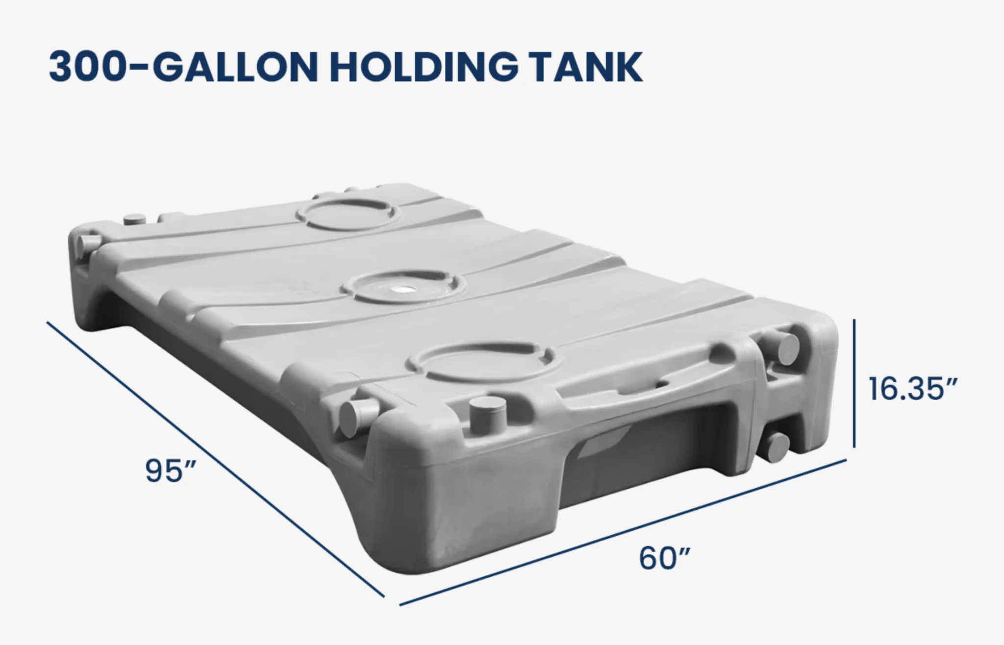300-Gallon Waster Water Tank Dimensions with Height, Width, and Depth Measurements
